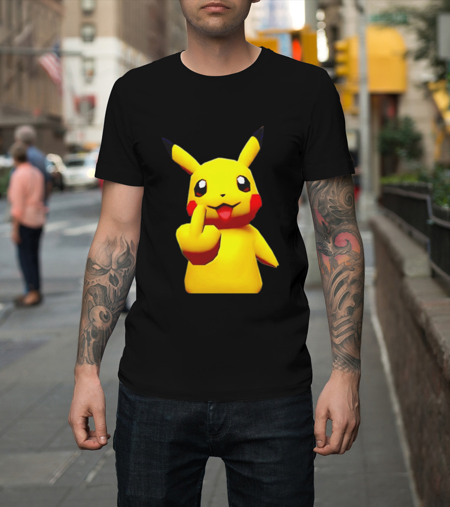 Pikachu Pokémon Middle Finger Gesture T-Shirt