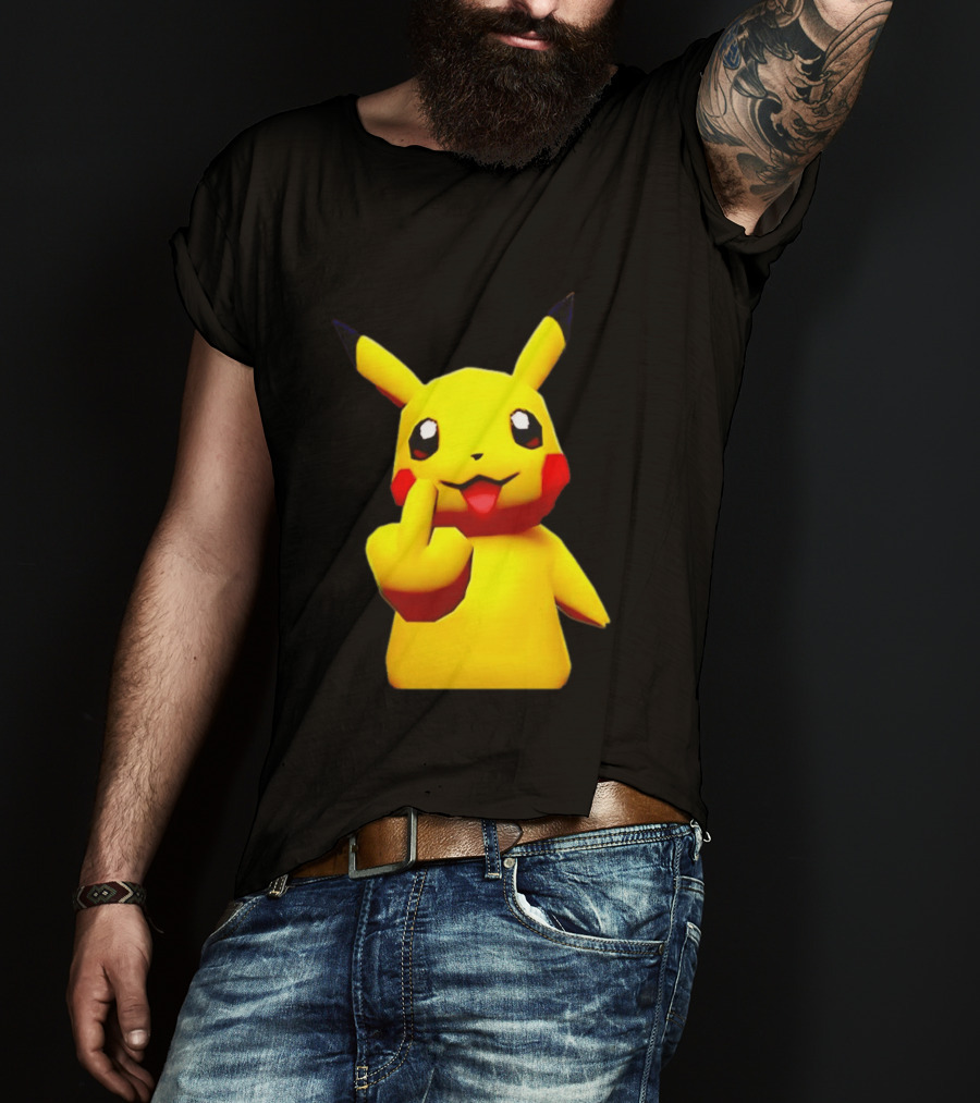 Pikachu Pokémon Middle Finger Gesture T-Shirt