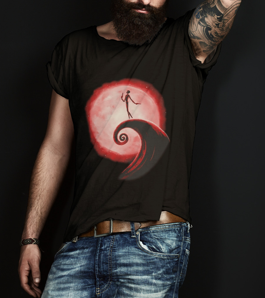 Daredevil The Nightmare Before Christmas Crossover Red Moon Scene T-Shirt