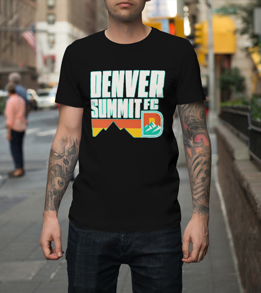 Denver Summit FC Mountains D Emblem Olive Wordmark T-Shirt