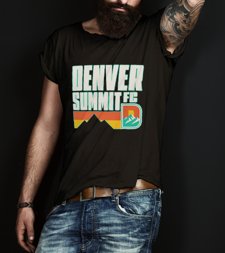 Denver Summit FC Mountains D Emblem Olive Wordmark T-Shirt
