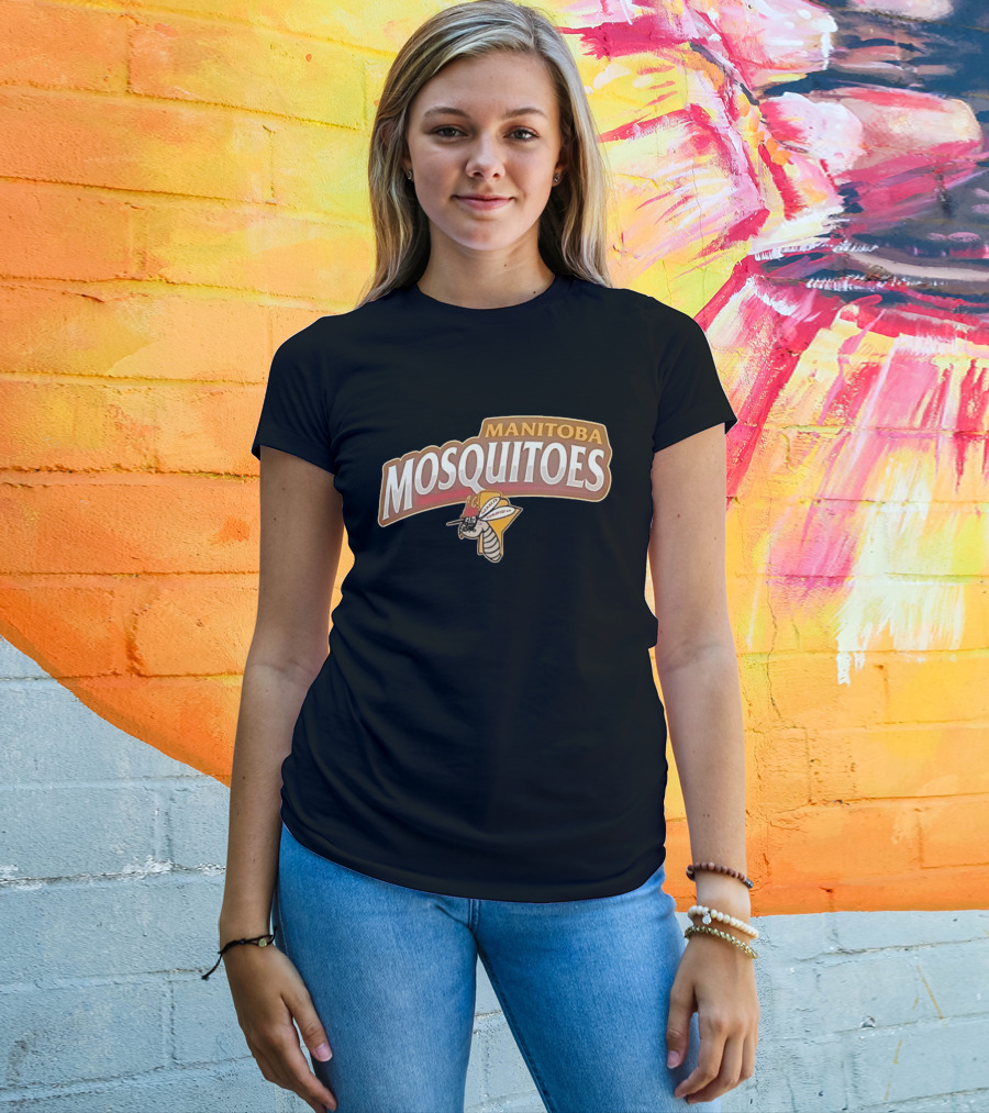 Manitoba Mosquitoes Cartoon Insect With Helmet T-Shirt