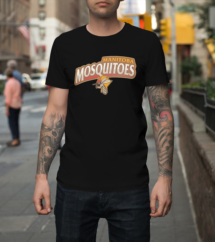 Manitoba Mosquitoes Cartoon Insect With Helmet T-Shirt