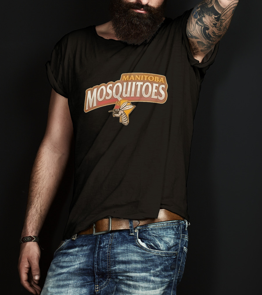 Manitoba Mosquitoes Cartoon Insect With Helmet T-Shirt