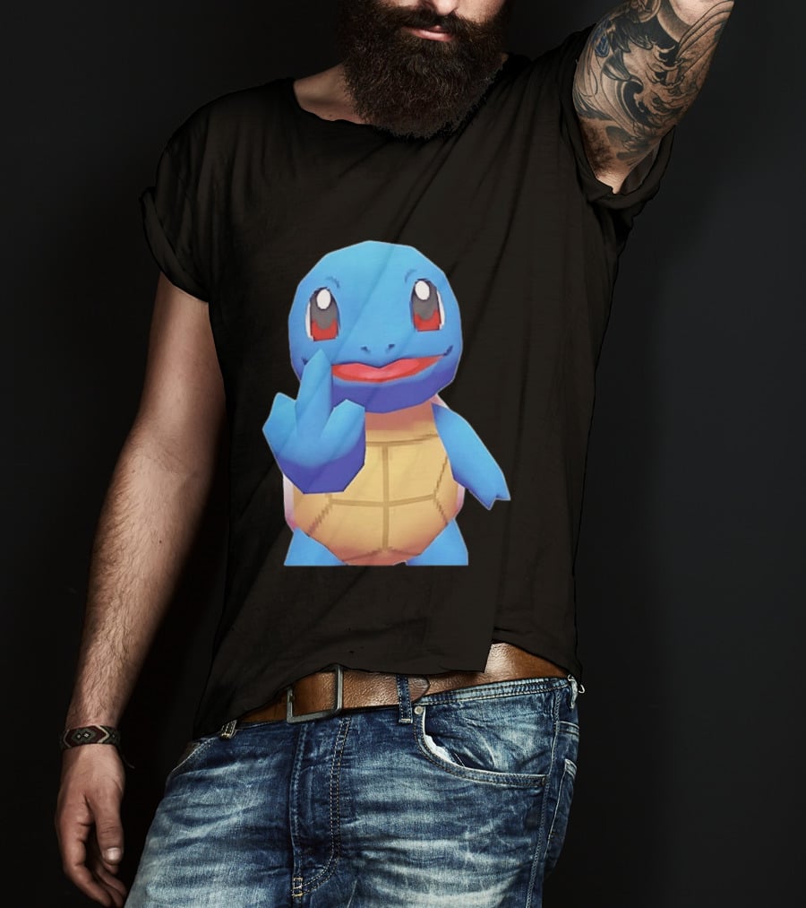 Squirtle Pokémon Gesture Middle Finger Playful Attitude T-Shirt