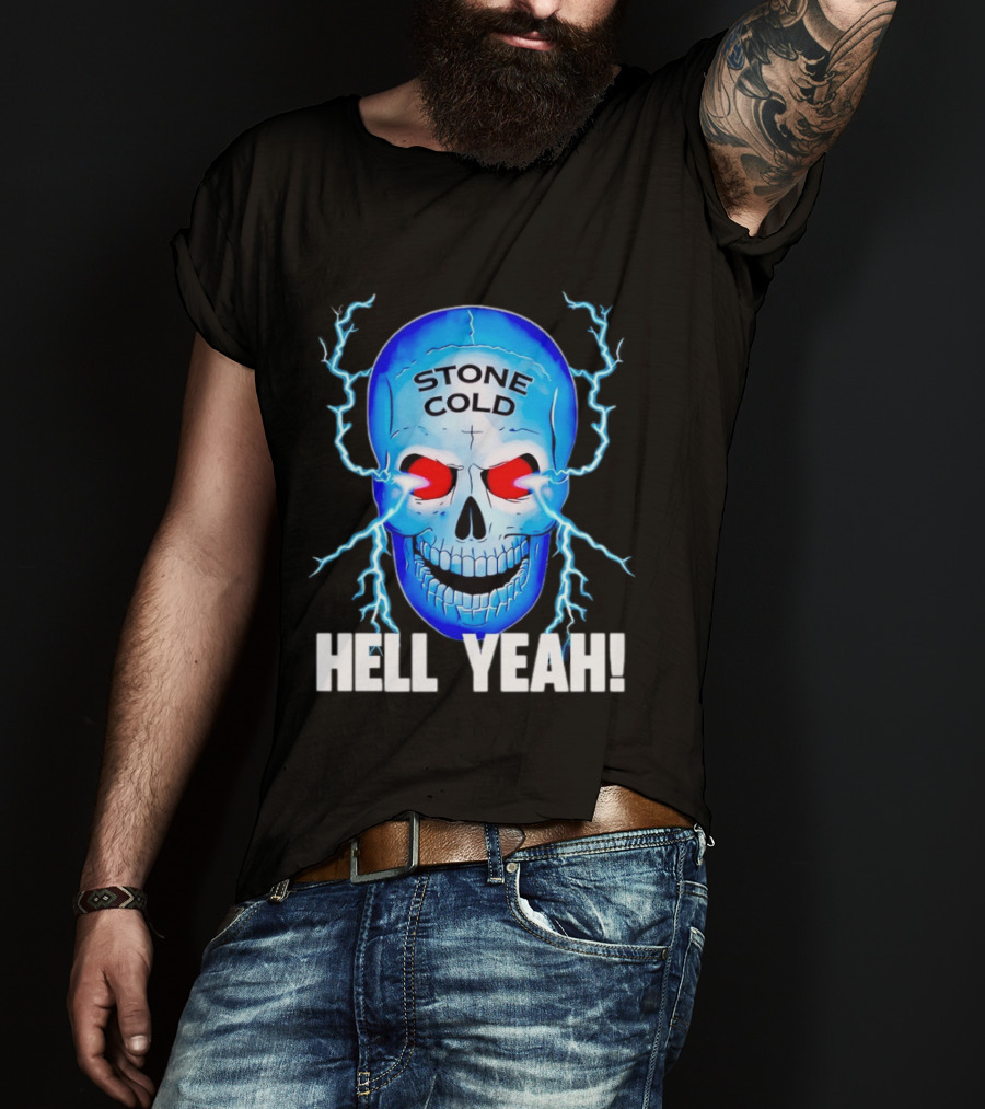 Stone Cold Steve Austin Skull Hell Yeah Electric Blue Lightning T-Shirt