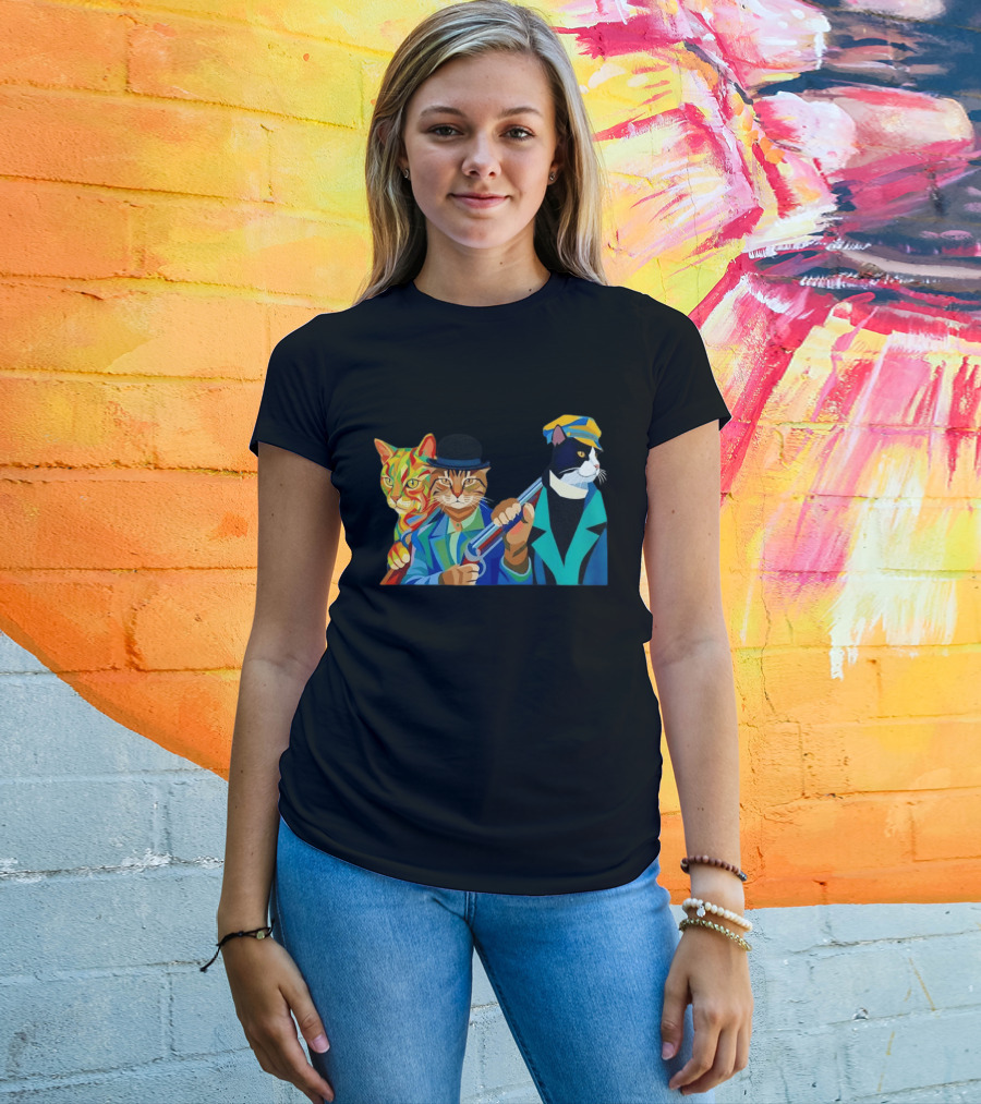Three Cats Jazz Band Colorful Feline Musicians With Suits And Instruments T-Shirt