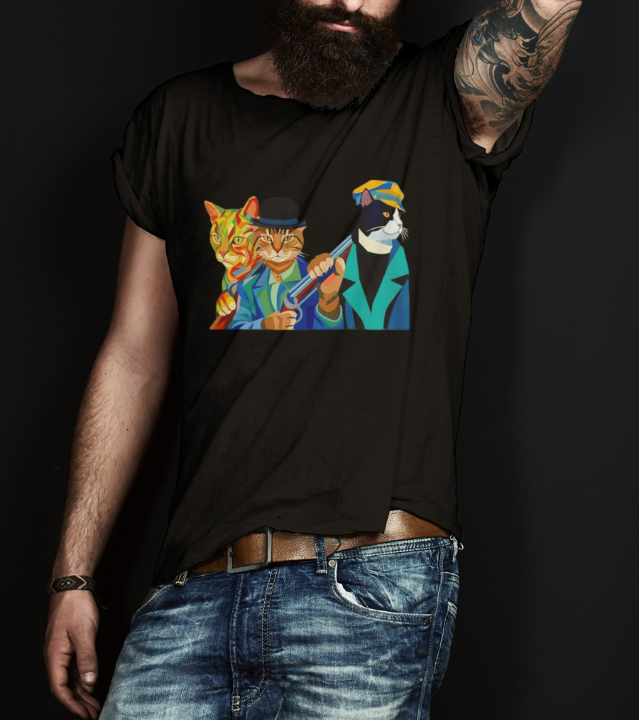 Three Cats Jazz Band Colorful Feline Musicians With Suits And Instruments T-Shirt