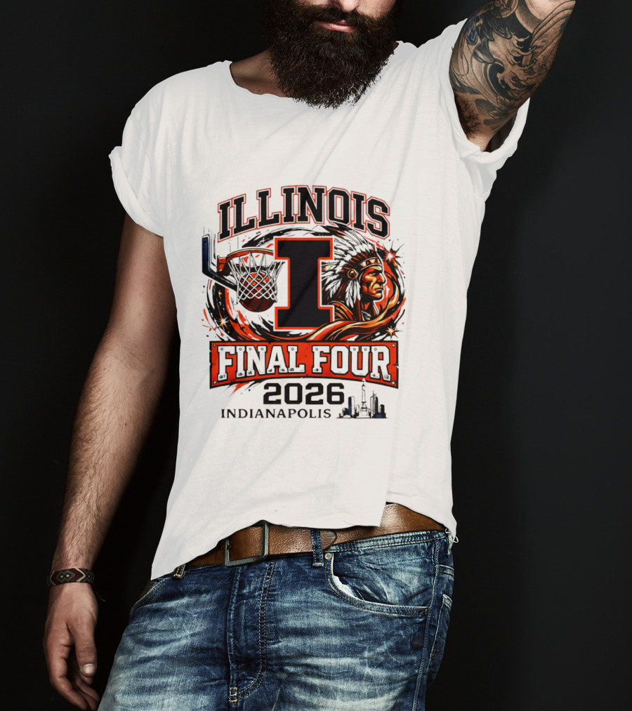 Illinois Basketball Final Four 2026 Indianapolis I Logo And Native American T-Shirt