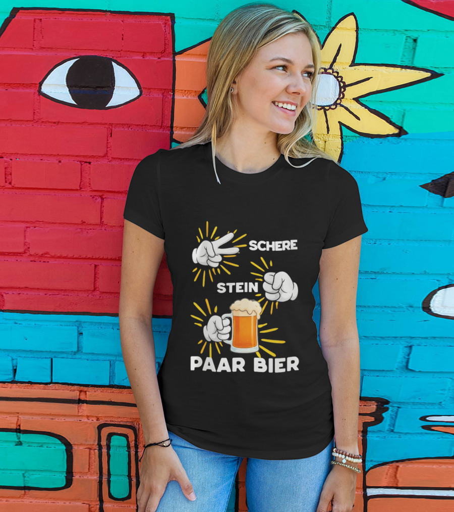 Bachelor Party Schere Stein Paar Bier Fun Celebration T-Shirt