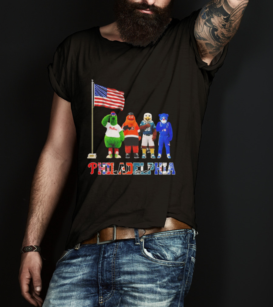 Philadelphia Mascots Saluting The American Flag T-Shirt