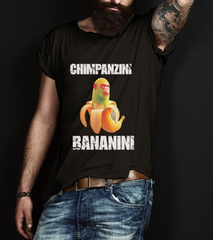 Chimpanzins Bananine Monkey Peeling A Banana T-Shirt