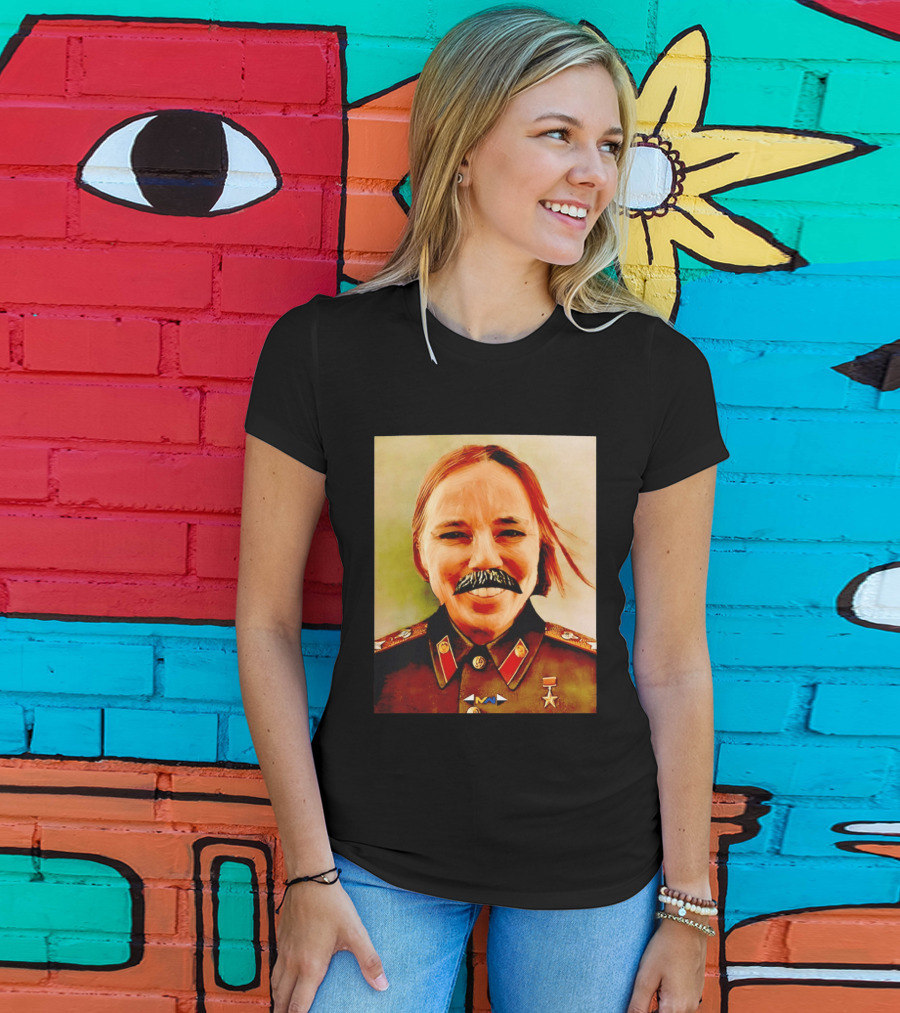 Comrade Bellows Military Portrait Caricature With Mustache T-Shirt