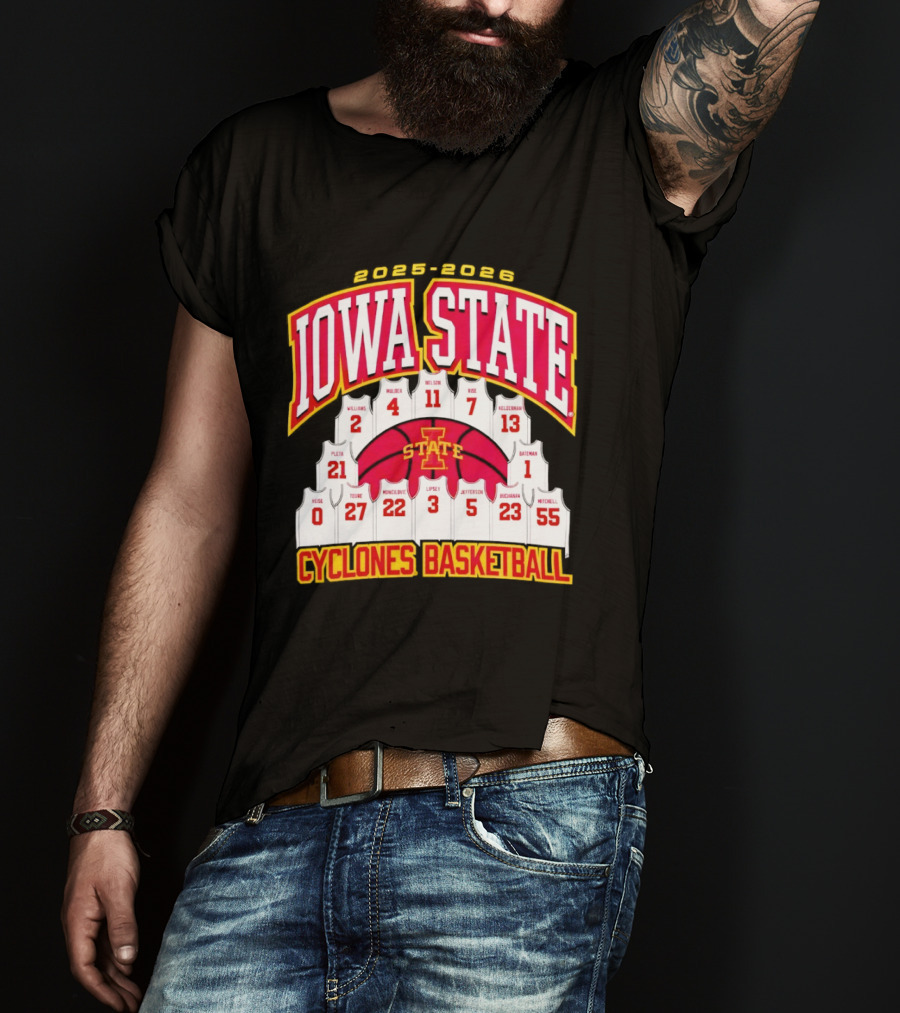 2023 2024 Iowa State Cyclones Basketball Team Roster Jersey T-Shirt