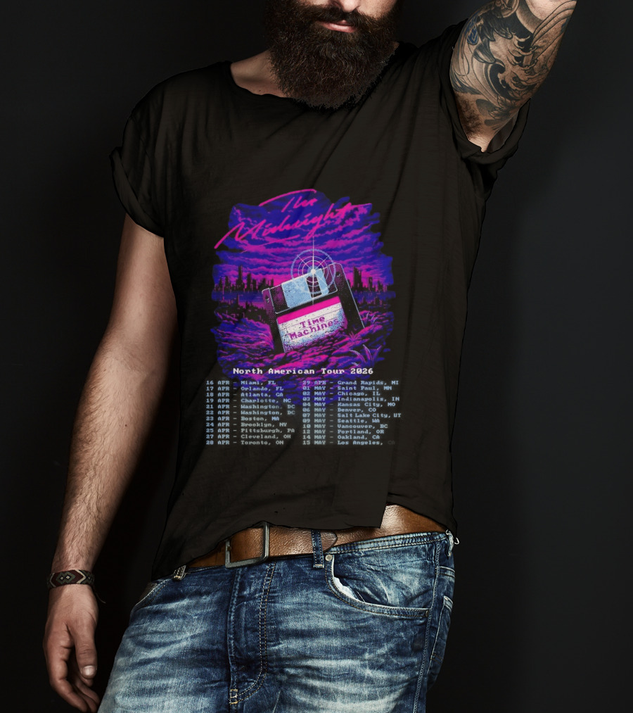 The Midnight Time Machines North American Tour 2026 Retro Floppy Disk T-Shirt