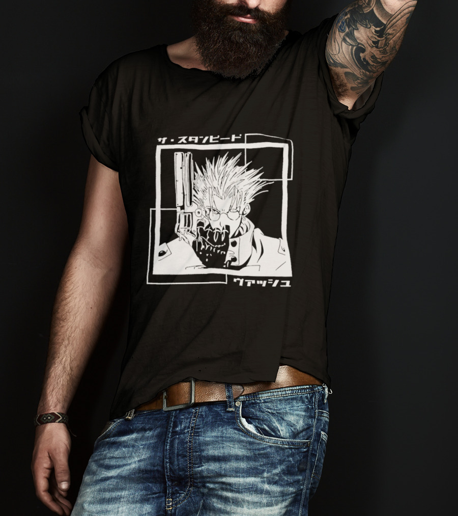Vash The Stampede Trigun Japanese Typography Stylized T-Shirt