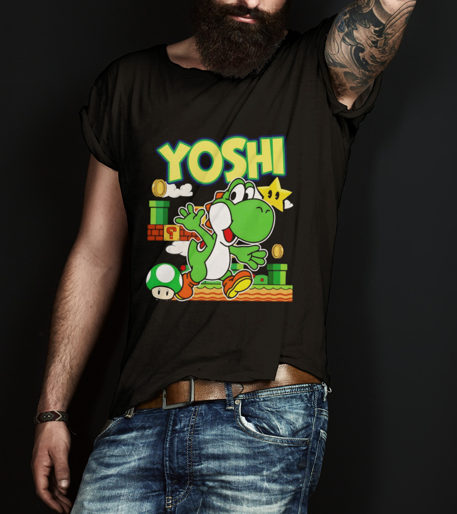Yoshi Super Mario Bros Game Iconic Green Dinosaur Adventure T-Shirt
