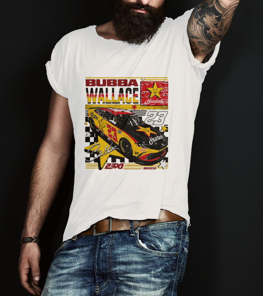 Bubba Wallace 23XI Racing Hardee's Car Number 23 Racing Team T-Shirt