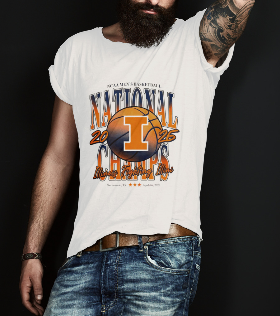 NCAA Men's Basketball National Champs 2026 Illinois Fighting Illini San Antonio April 6 T-Shirt