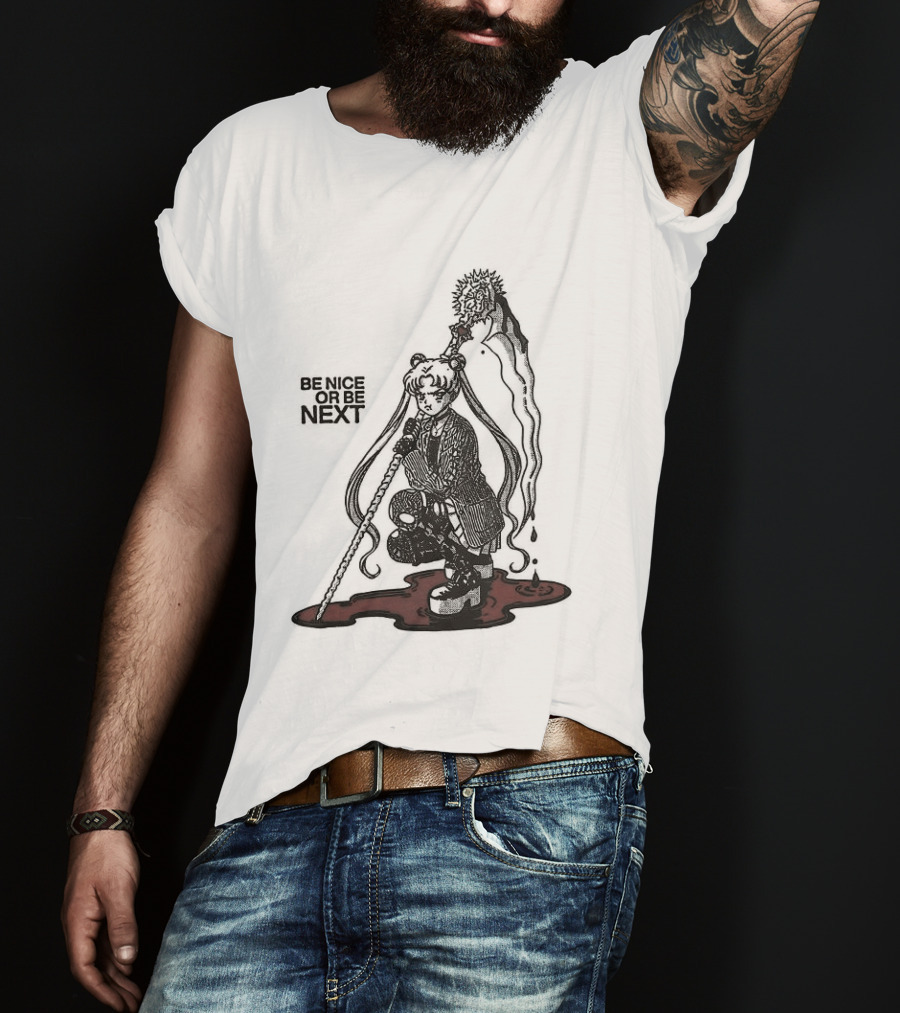 Sailor Moon Be Nice Or Be Next Dark Silhouette And Blood Pool T-Shirt