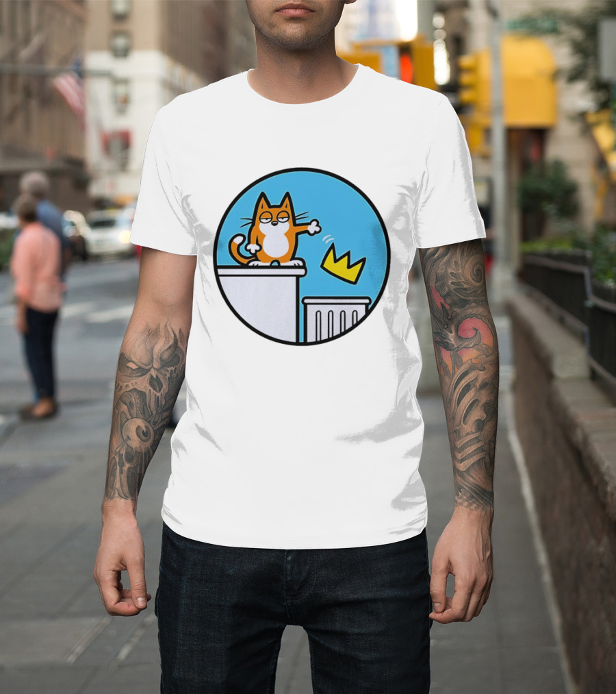 Orange Cat Discarding Crown No King Mark Parisi T-Shirt