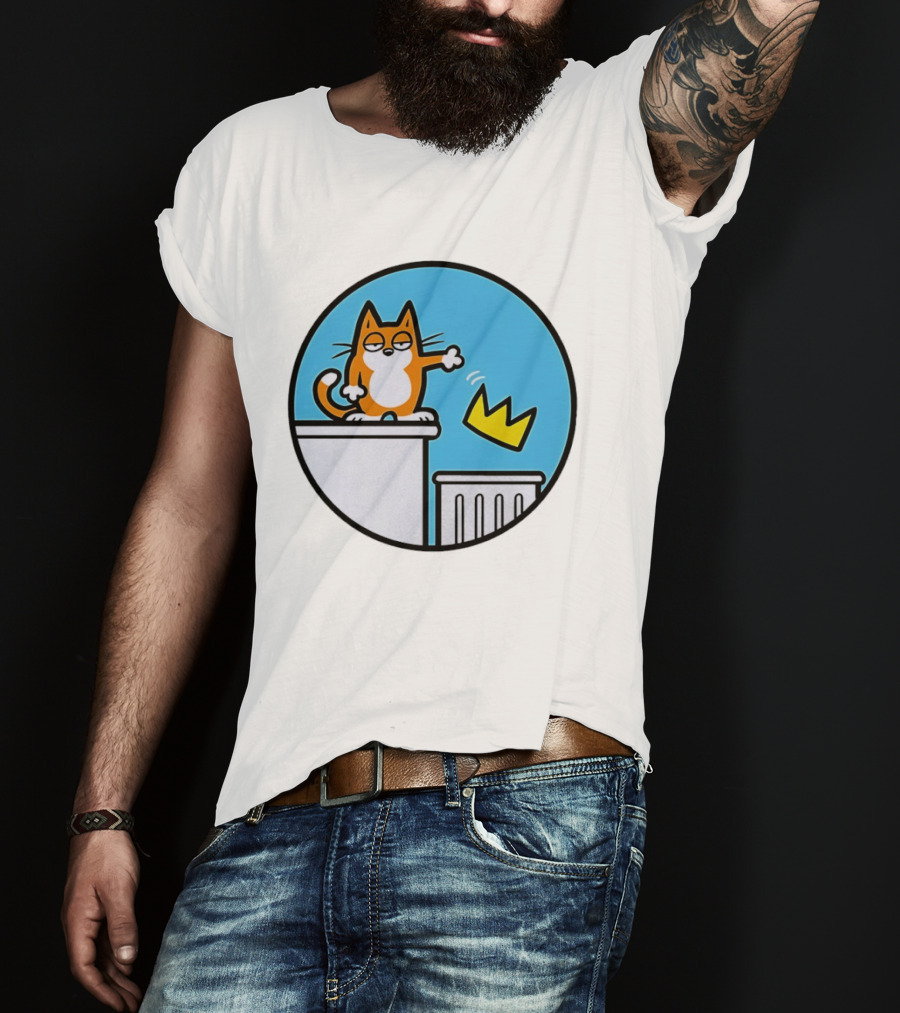 Orange Cat Discarding Crown No King Mark Parisi T-Shirt