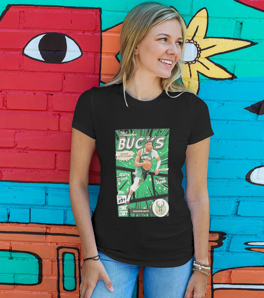 Milwaukee Bucks Giannis Antetokounmpo Comic Court Issue #34 T-Shirt
