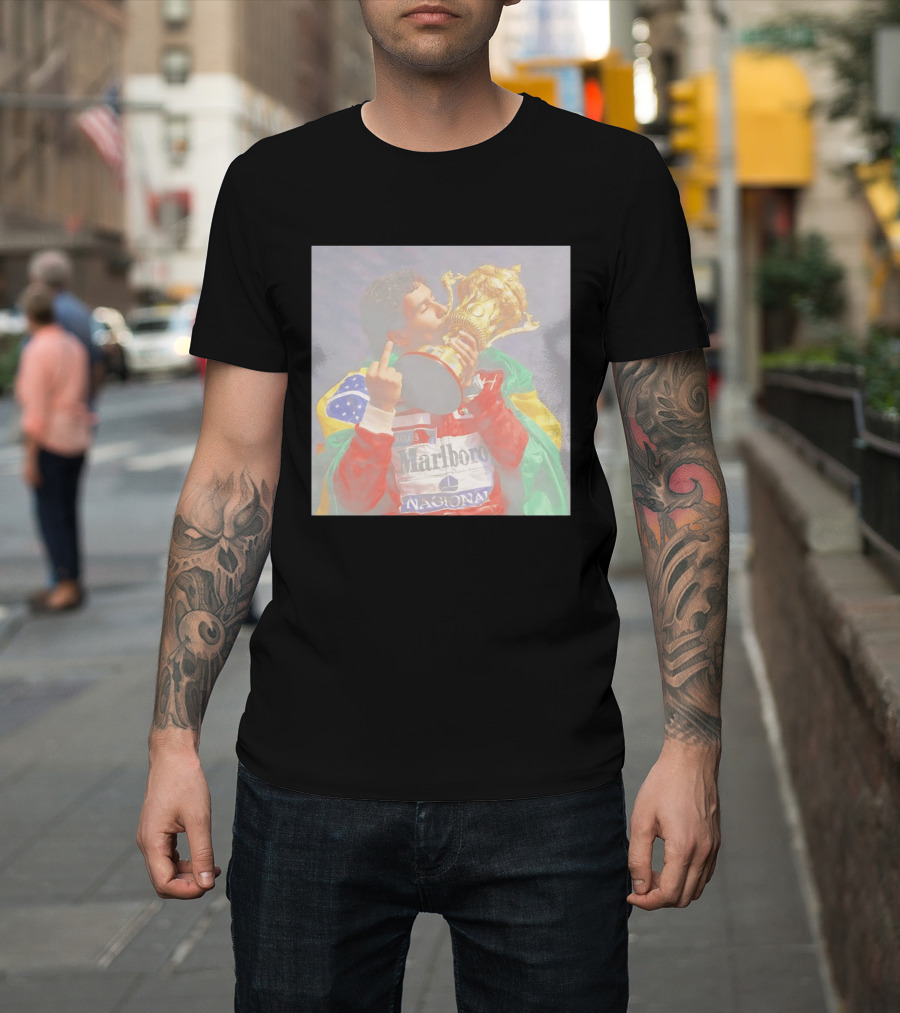 Ayrton Senna Iconic F1 Trophy Celebration And Gesture T-Shirt