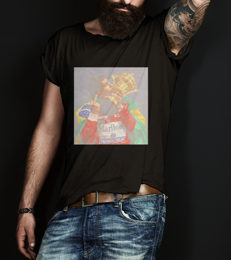 Ayrton Senna Iconic F1 Trophy Celebration And Gesture T-Shirt