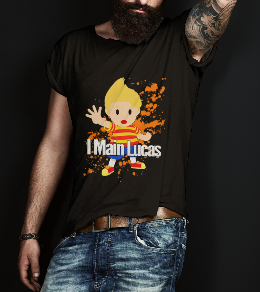 I Main Lucas Cartoon Character Orange Paint Splash T-Shirt