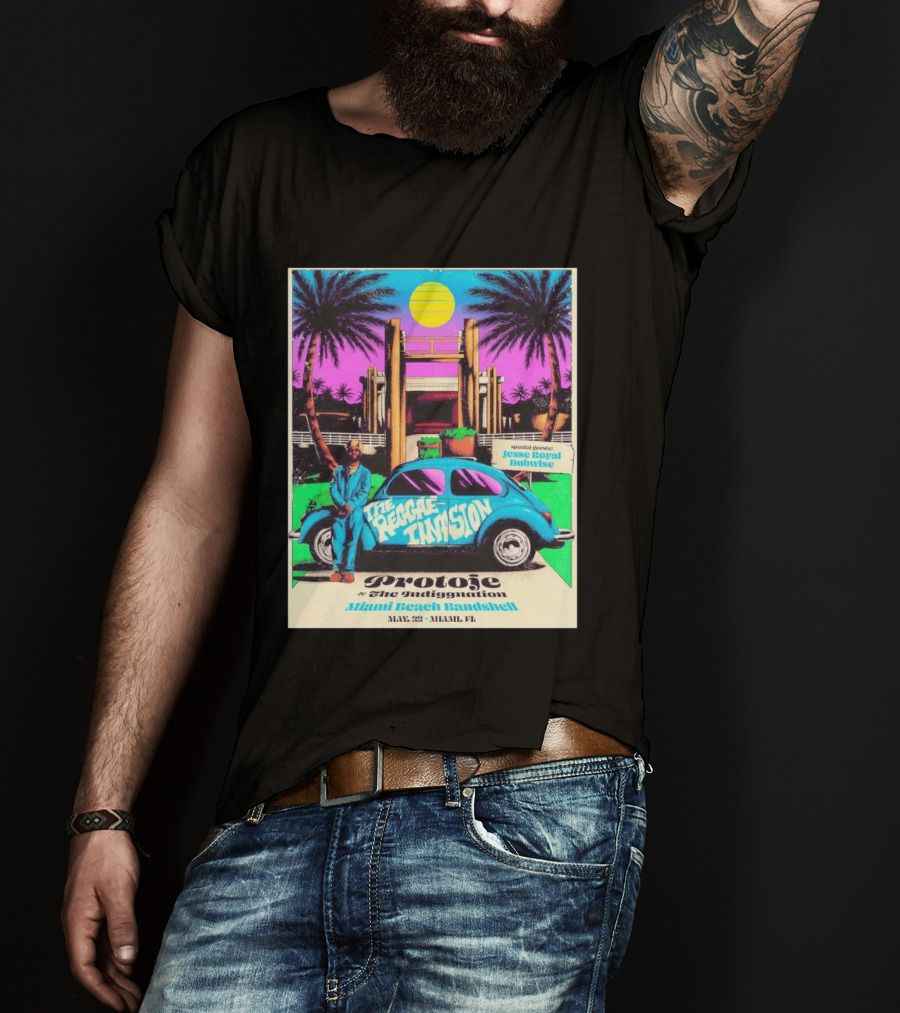 Protoje And The Indiggnation The Reggae Invasion Miami Beach Bandshell May 2 2026 Jesse Royal Dubwise T-Shirt