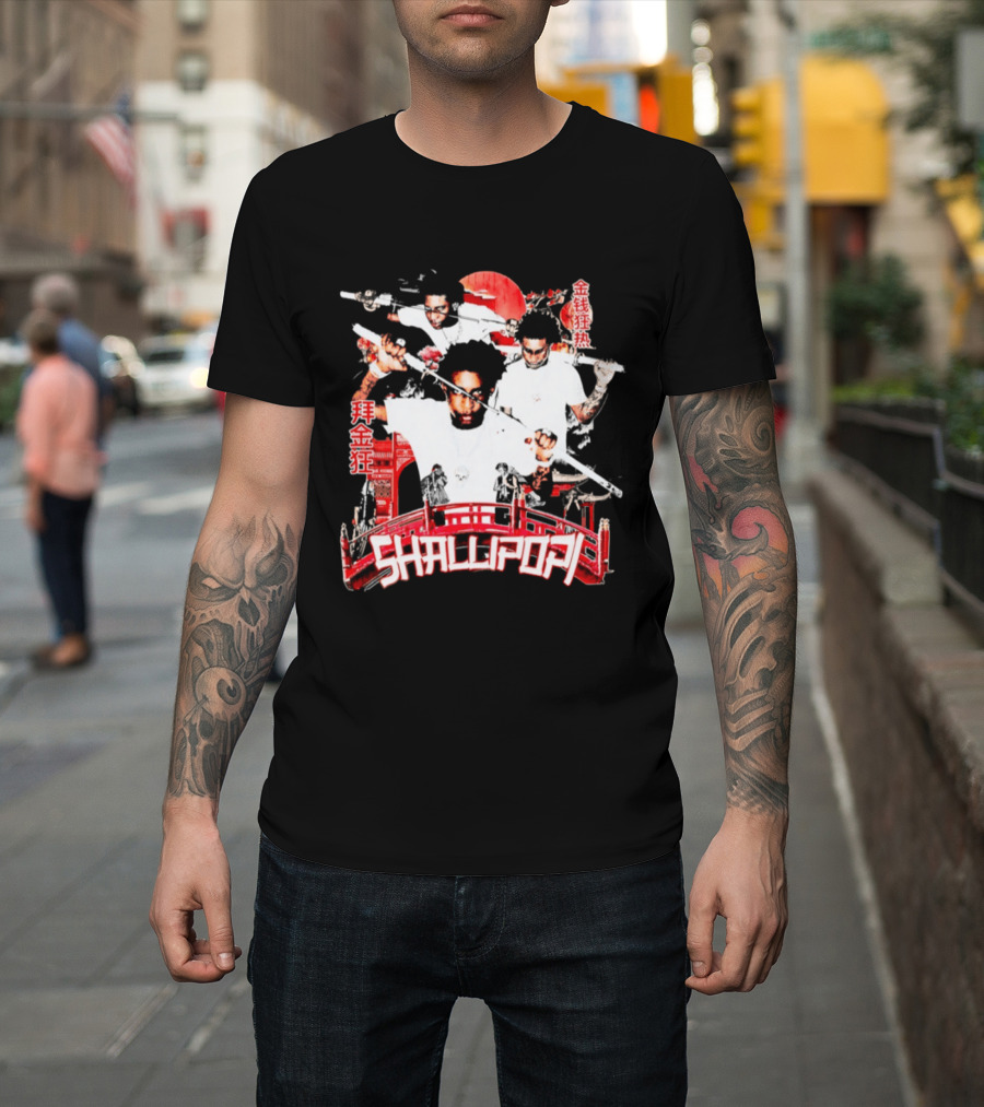 Shallipopi Samurai Warrior Red Bridge T-Shirt