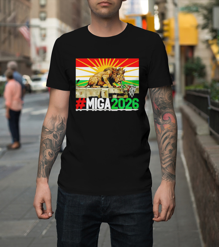 #MIGA 2026 Lion with Kurdistan Flag and Sun T-Shirt