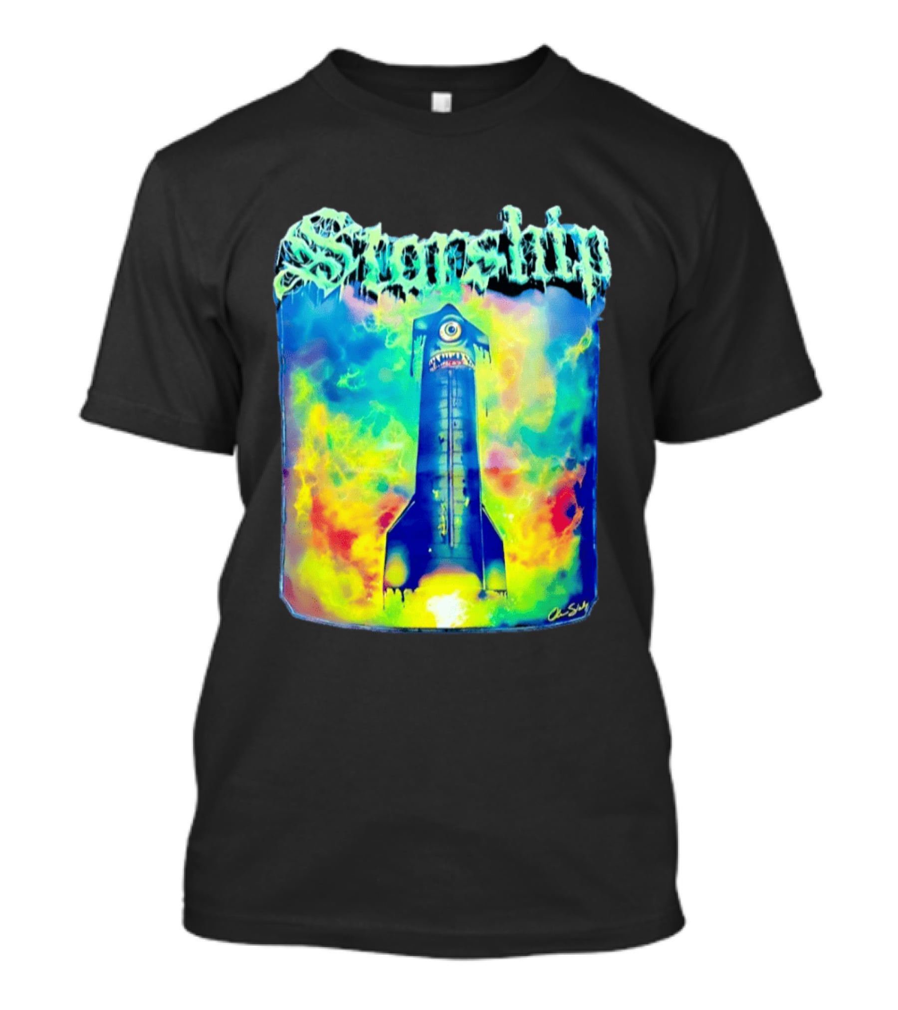 Starship Colorful Cyclops Monster Rocket Explosion T-Shirt