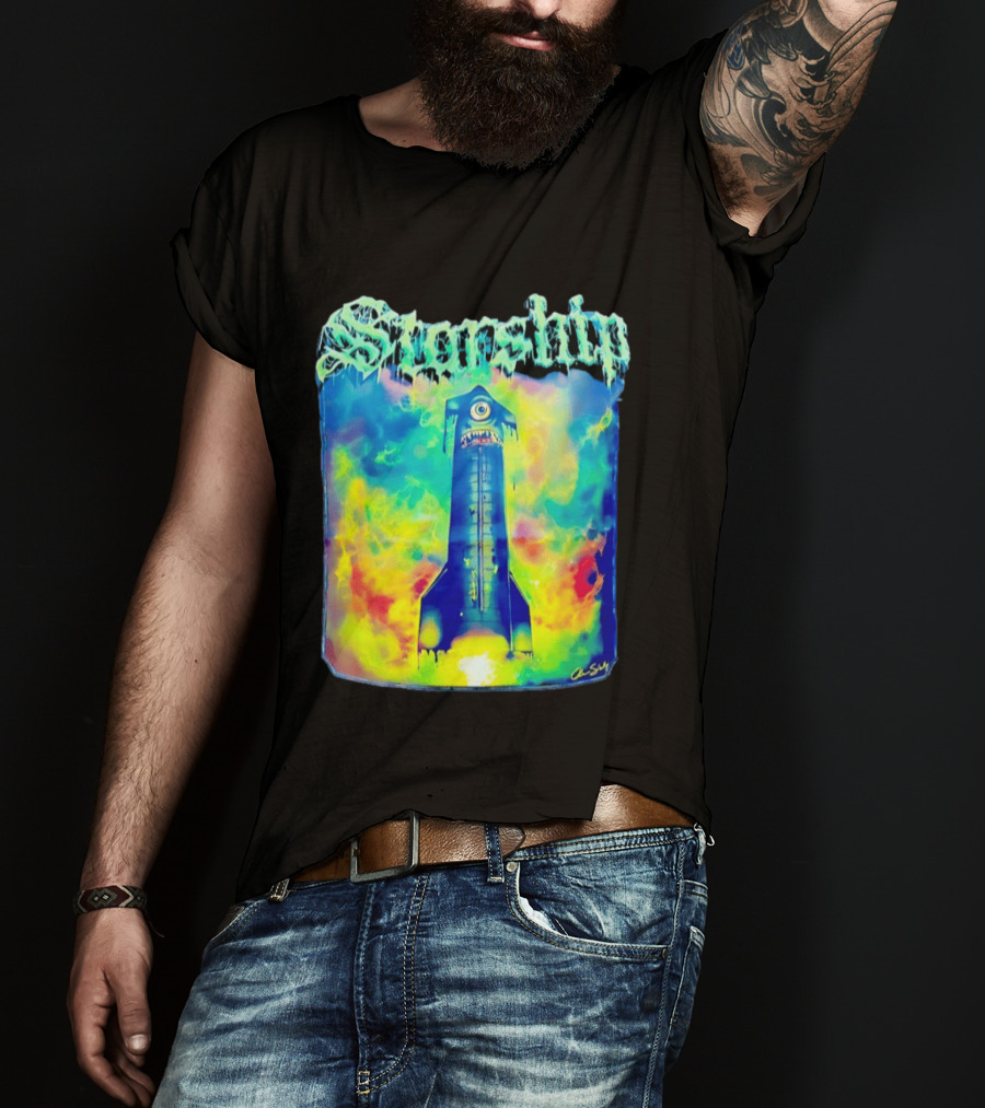 Starship Colorful Cyclops Monster Rocket Explosion T-Shirt