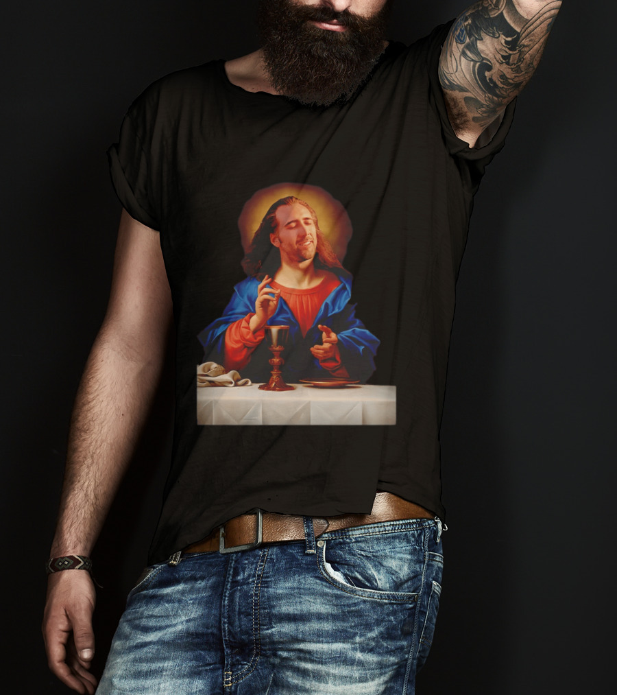 Nic Cage Jesus Iconic Meme Mashup T-Shirt
