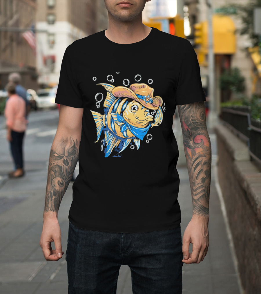Angelfish Cowboy Hat Western Bubbles Bandana T-Shirt