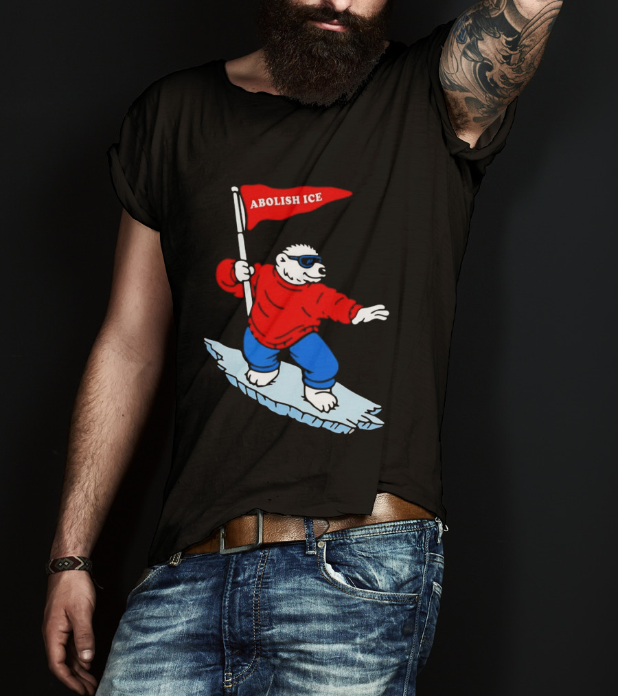 Polar Bear Surfing With Abolish ICE Flag T-Shirt
