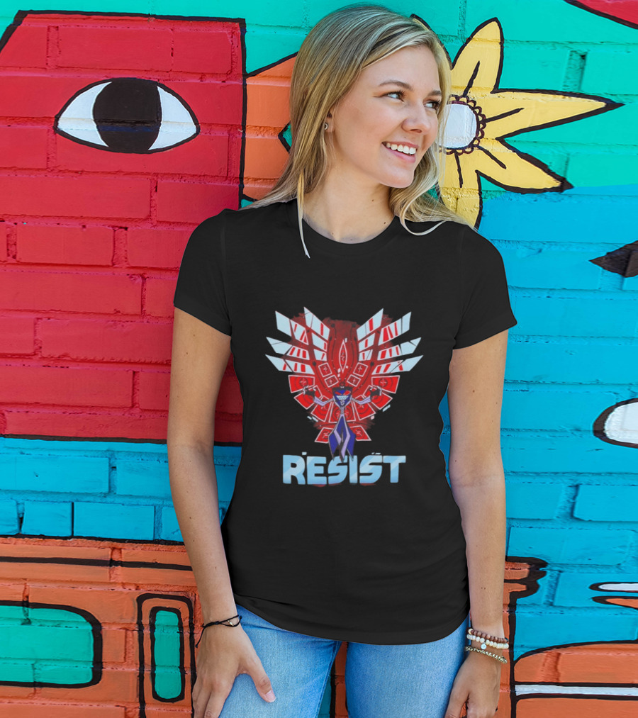 Hazbin Hotel Vox Resist Character Wings Red Blue T-Shirt