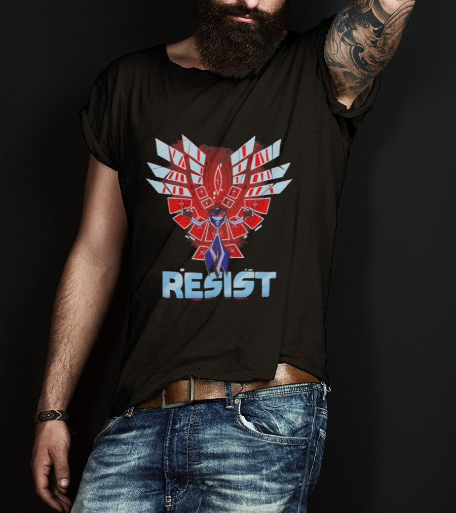Hazbin Hotel Vox Resist Character Wings Red Blue T-Shirt