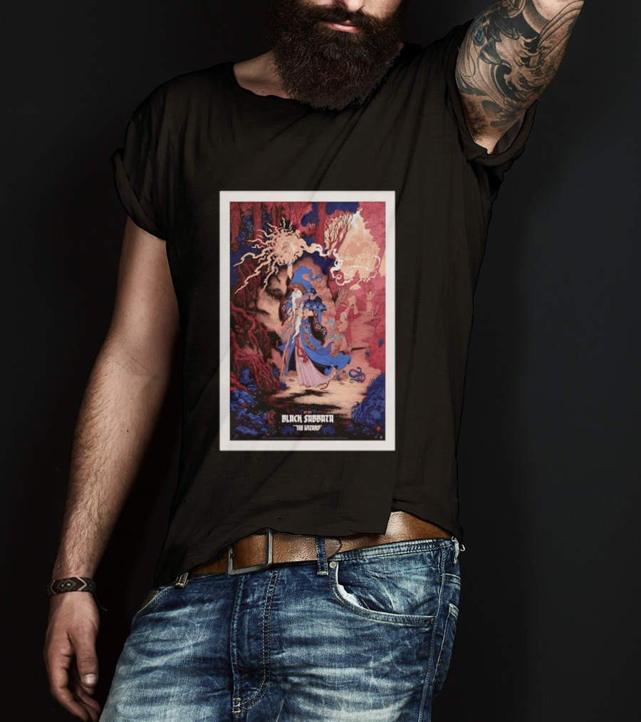 Black Sabbath The Wizard Rainbow Foil Edition Fantasy Scene T-Shirt