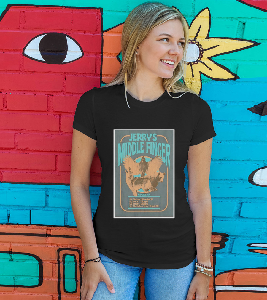 Jerry's Middle Finger Midwest 2026 Milwaukee Chicago St Louis Tour Dates T-Shirt