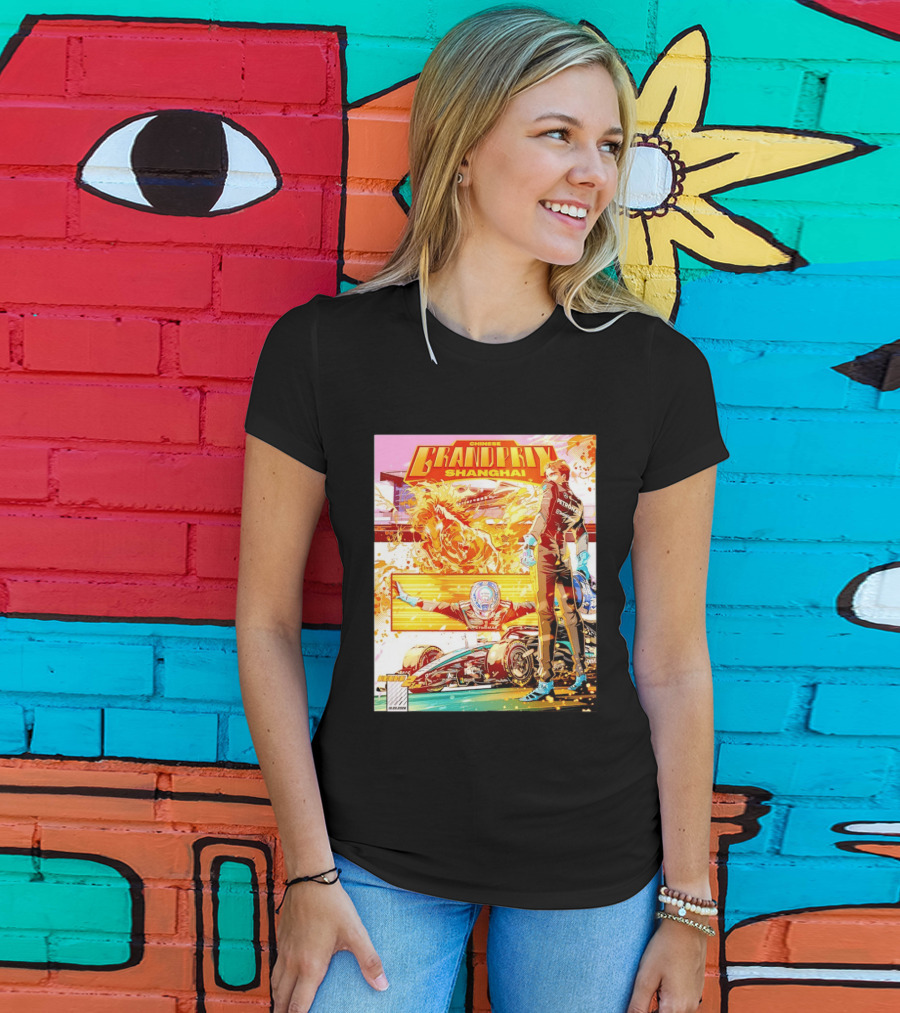 Chinese Grand Prix Shanghai Anime Style With Race Car And Driver T-Shirt