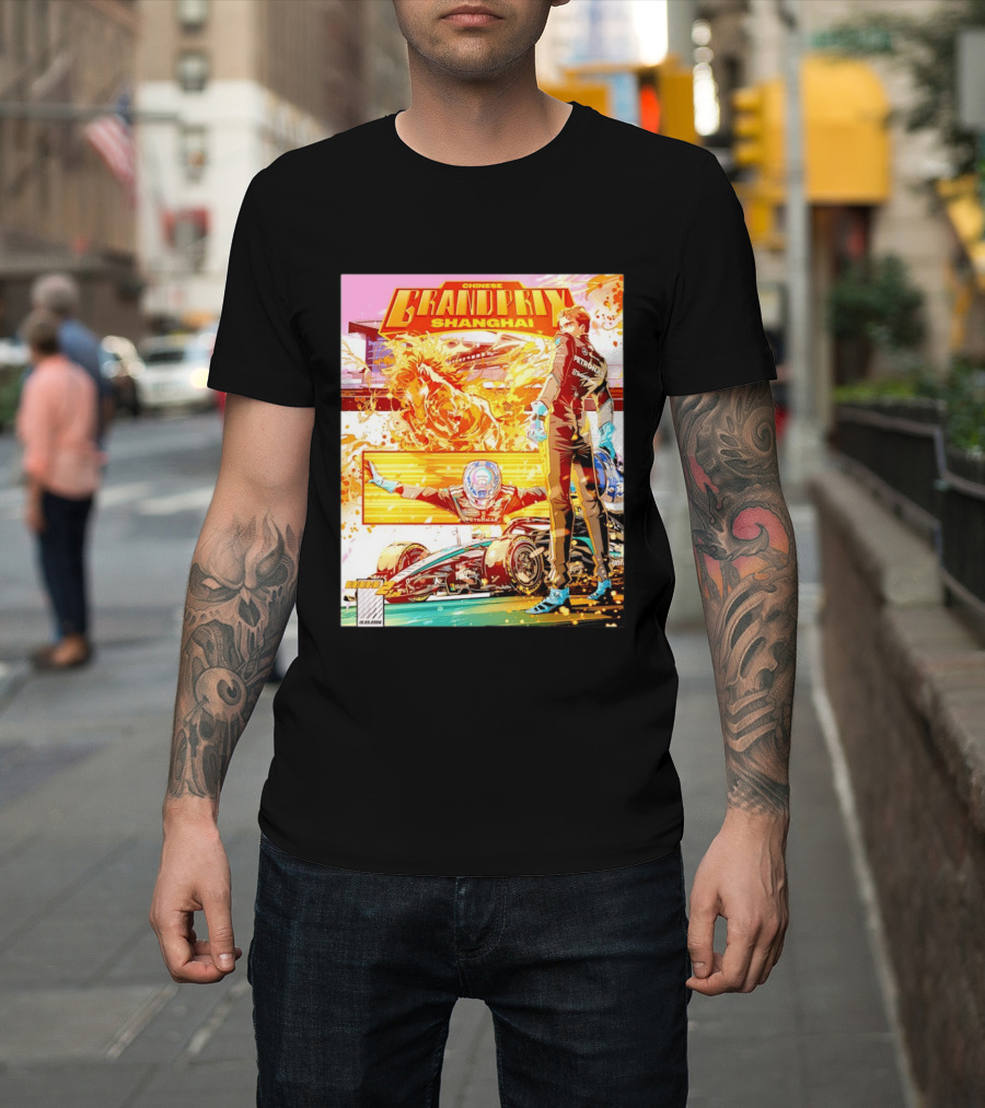 Chinese Grand Prix Shanghai Anime Style with Race Car and Driver T-Shirt