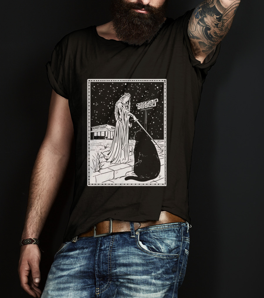 Medieval Cat Tarot Waffle House The Hermit T-Shirt