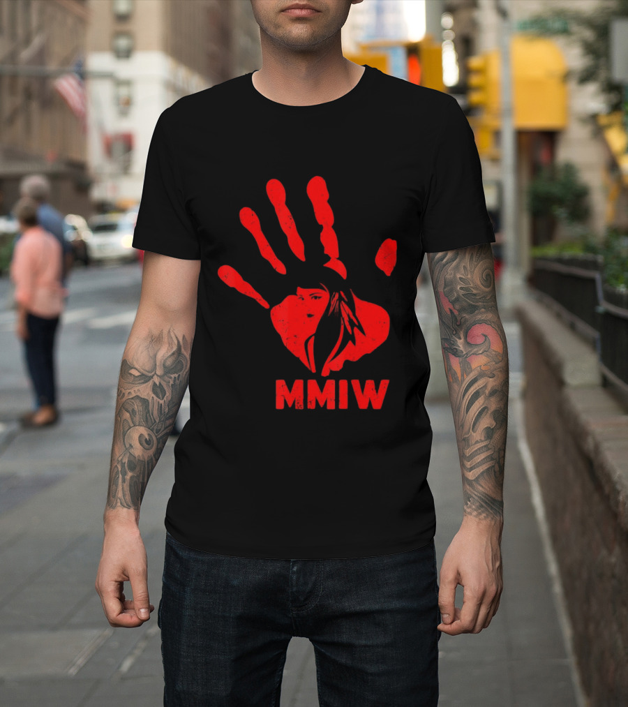 MMIW Red Handprint Symbol For Missing Murdered Indigenous Women Awareness T-Shirt