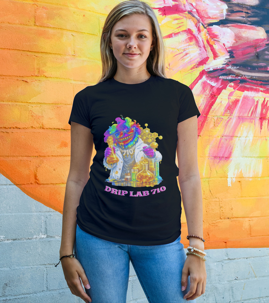 Drip Lab 710 Psychedelic Monster Chemist With Colorful Beakers T-Shirt