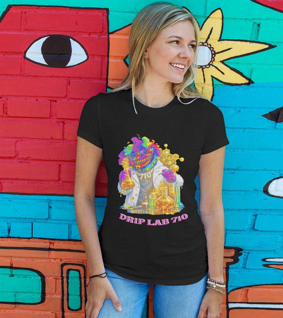 Drip Lab 710 Psychedelic Monster Chemist With Colorful Beakers T-Shirt