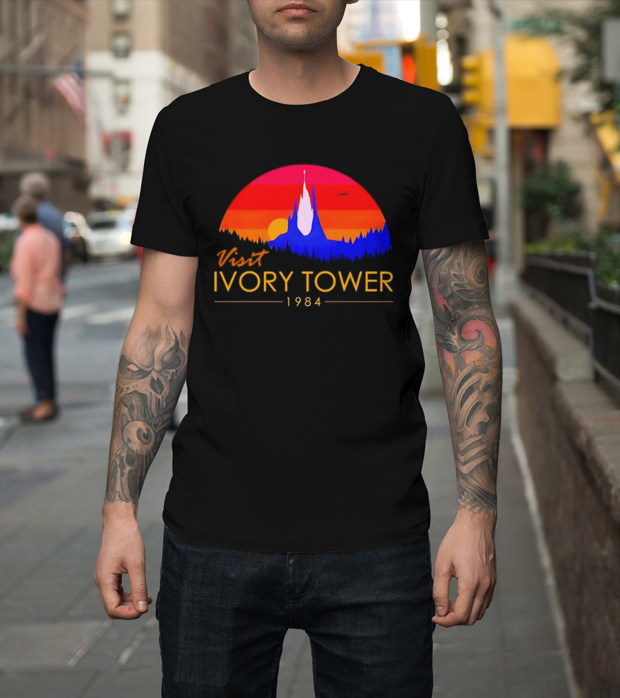 Visit Ivory Tower 1984 Sunset Silhouette The Neverending Story T-Shirt