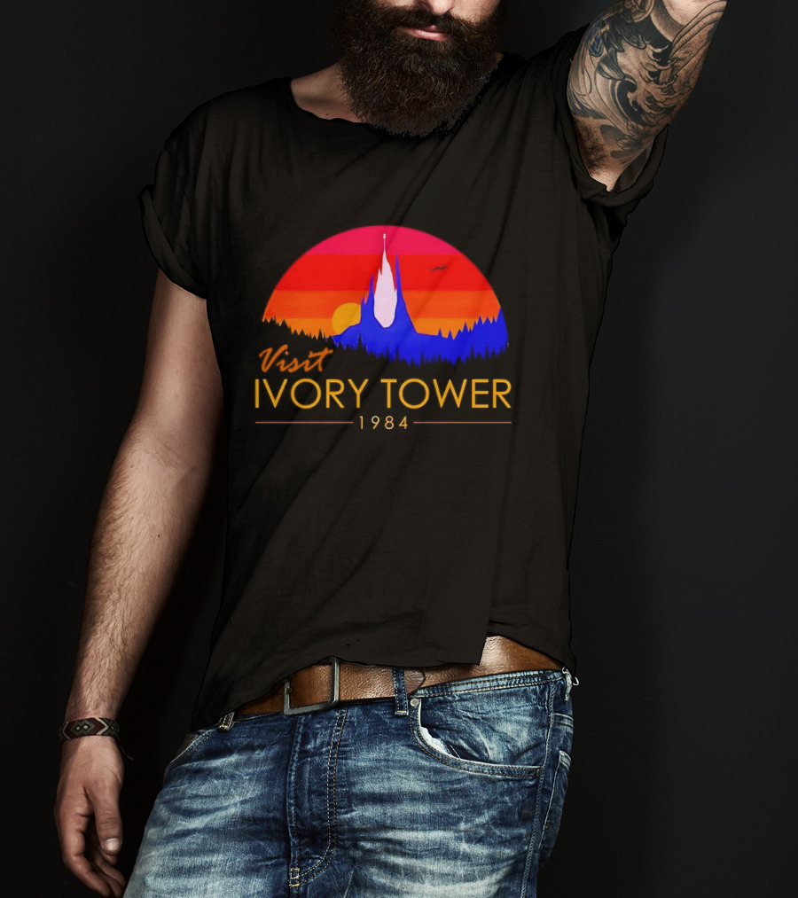 Visit Ivory Tower 1984 Sunset Silhouette The Neverending Story T-Shirt